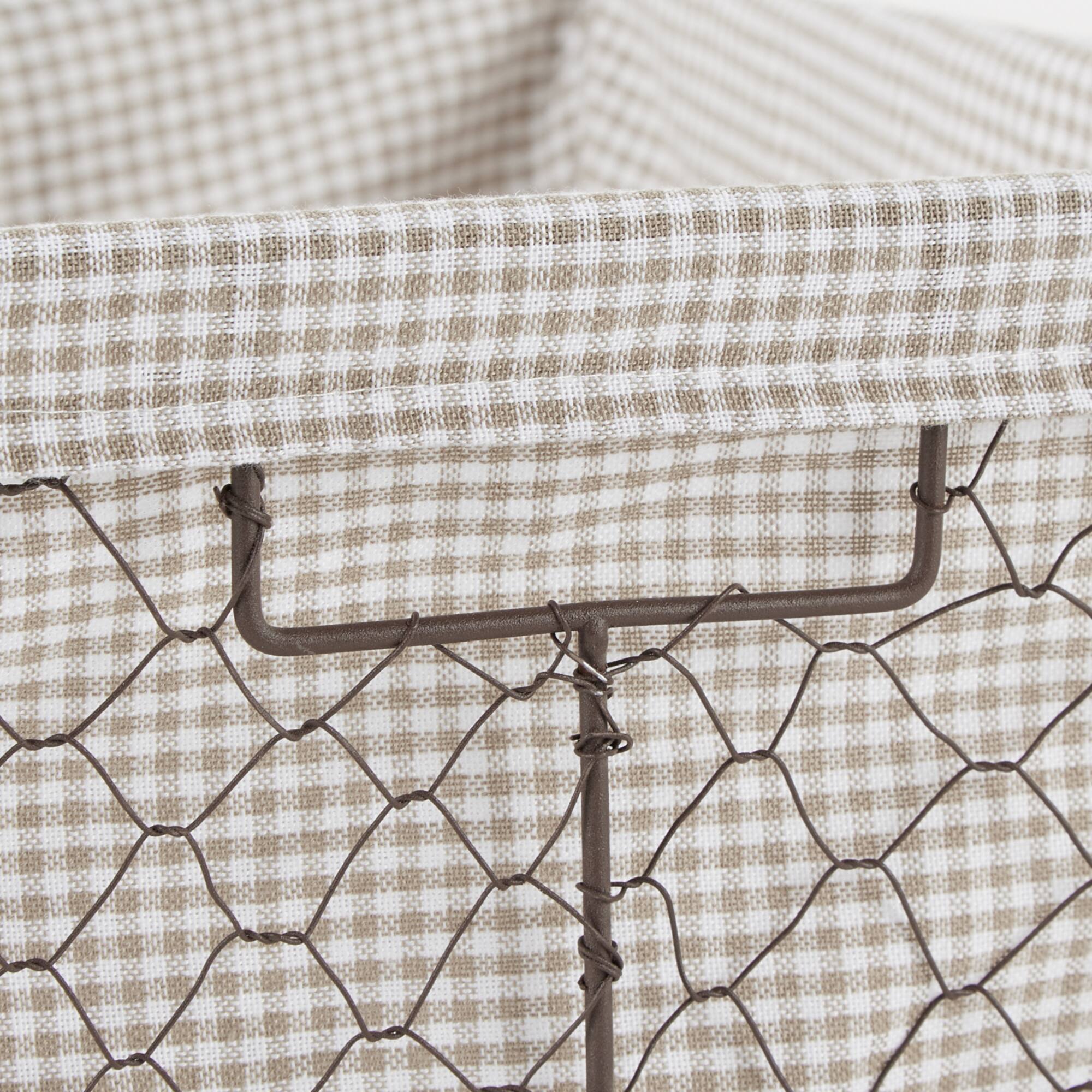 DII® Medium Rustic Bronze Chicken Wire Baskets with Stone Gingham Liners, 2ct.